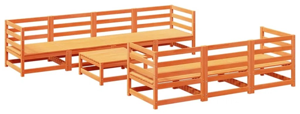 Set divani da giardino 8 pz marrone cera legno massello pino