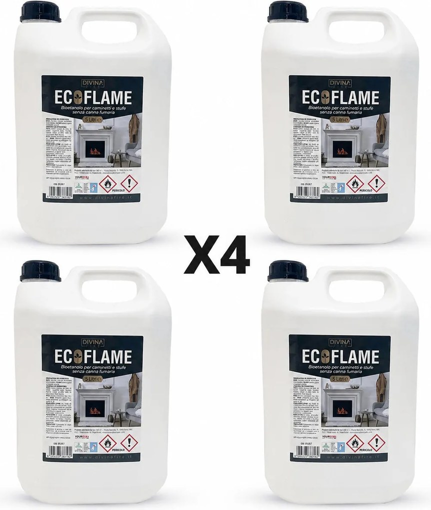 Combustibile Bioetanolo EcoFlame 20 lt Universale a Base Vegetale...