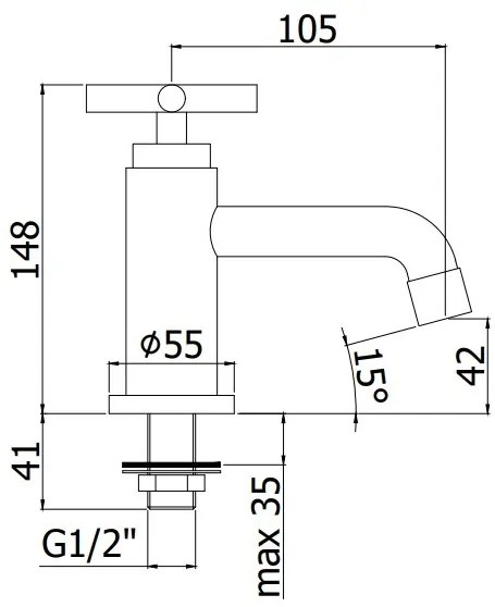 Paffoni Quattro Qtv090 Rubinetto Lavabo Alto Solo Acqua Fredda Cromo