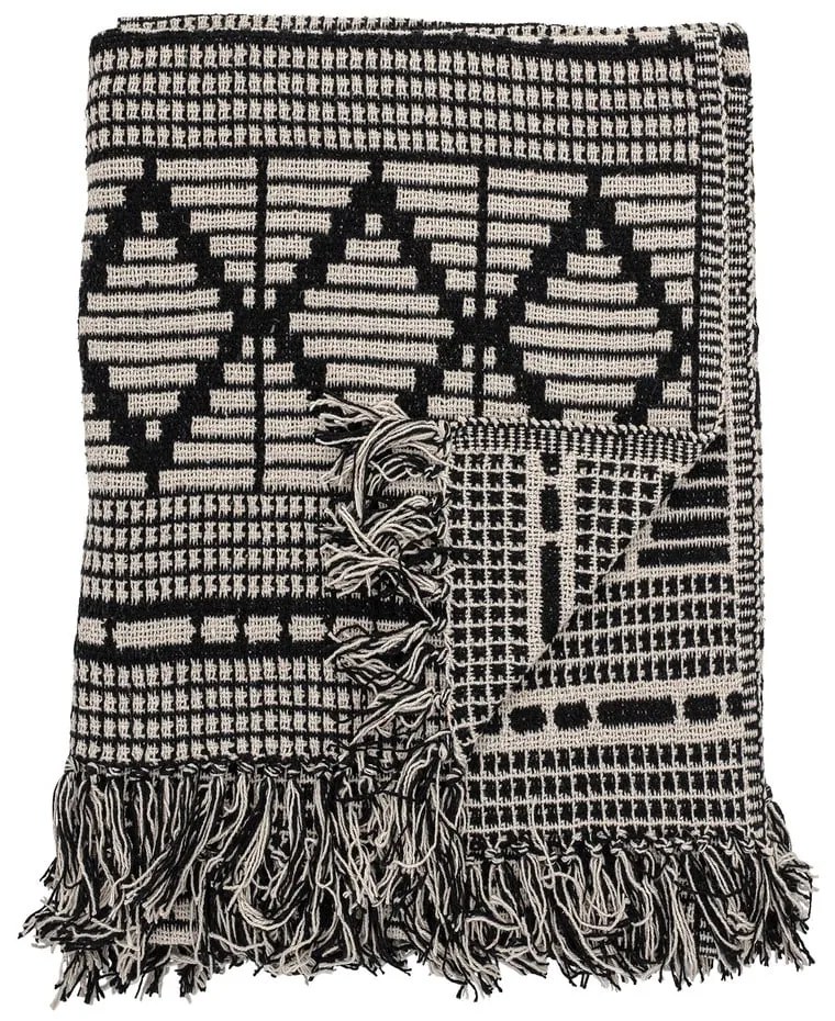 Coperta nera in cotone riciclato 130x160 cm Gutte - Bloomingville