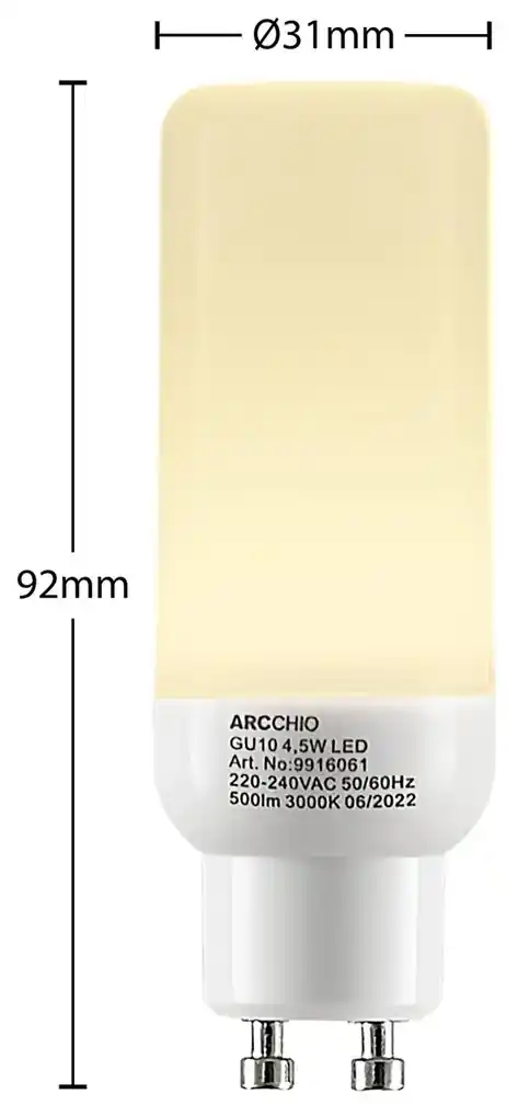 Arcchio LED tubolare GU10 4,5W 3.000K set 4x