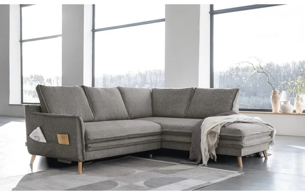 Divano letto angolare grigio (angolo destro) Charming Charlie - Miuform