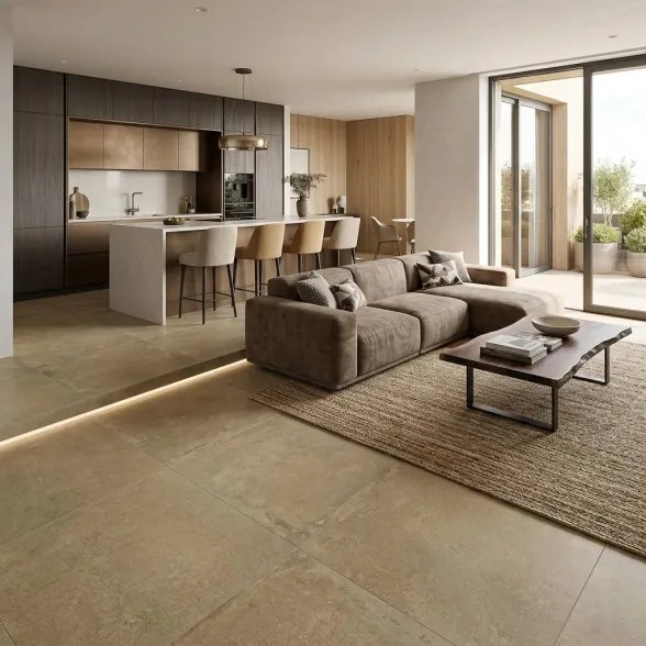 Pavimento 60x120 Cm In Gres Porcellanato Finitura Matt Cloud Fango