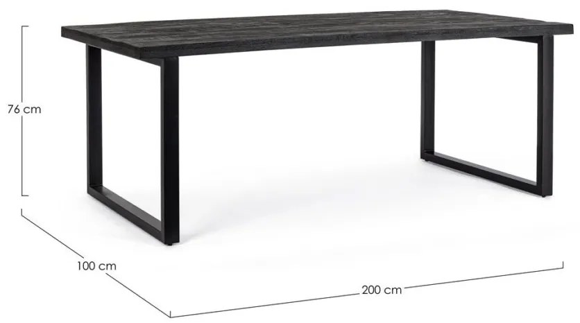 Tavolo HASTINGS rettangolare in legno di mango e base antracite acciaio 200&#215;100 cm