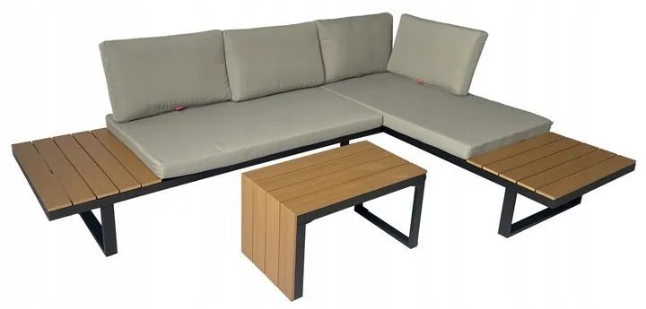 Set da giardino configurabile con cuscini in beige scuro