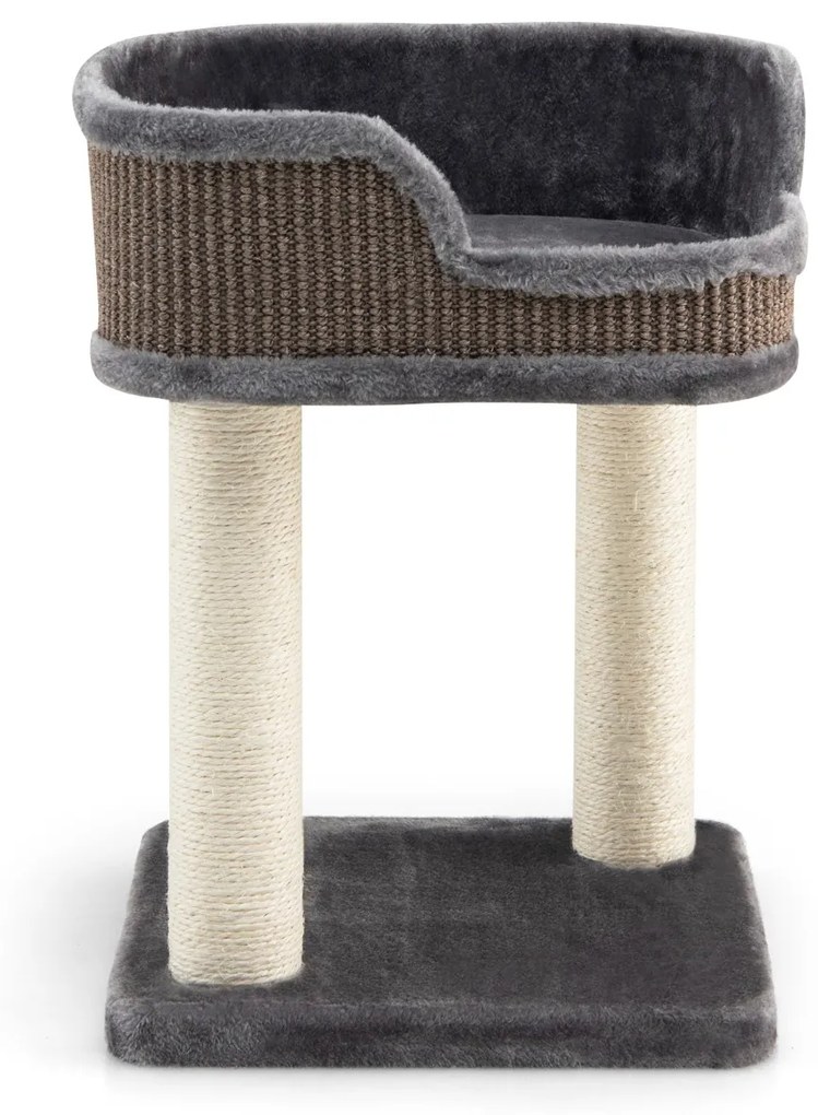 Costway Albero tiragraffi con grande piattaforma di osservazione in peluche tiragraffi, Torre in Sisal naturale Grigio