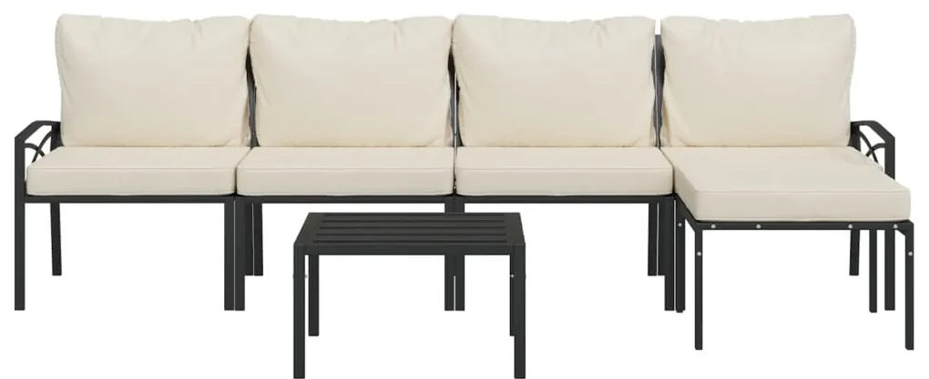 Set salotto da giardino 6pz con cuscini sabbia in acciaio