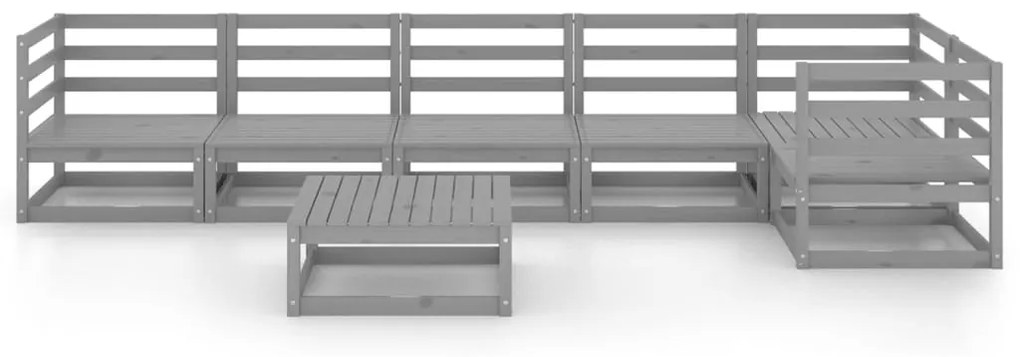 Set divani da giardino 7 pz grigio in legno massello di pino