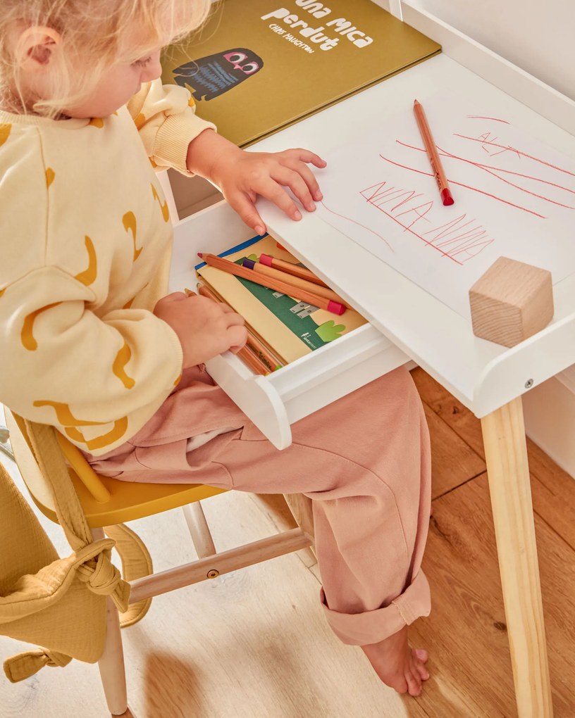 Kave Home - Sedia per bambini Tressia legno massiccio caucciÃ¹ con finitura naturale