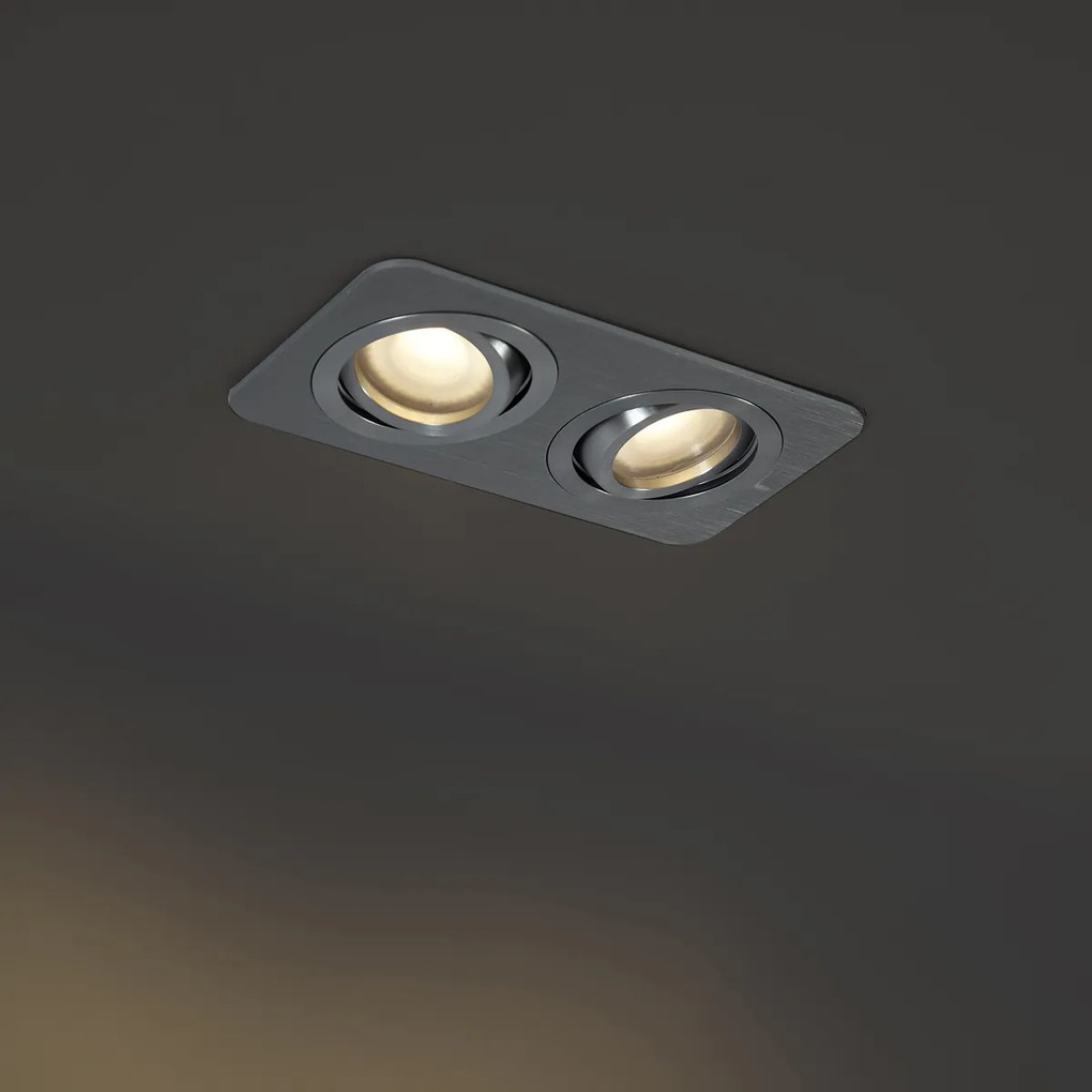 Faretto da incasso rotondo color canna di fucile GU10 50mm orientabile e inclinabile IP44 2-luci - Alberto