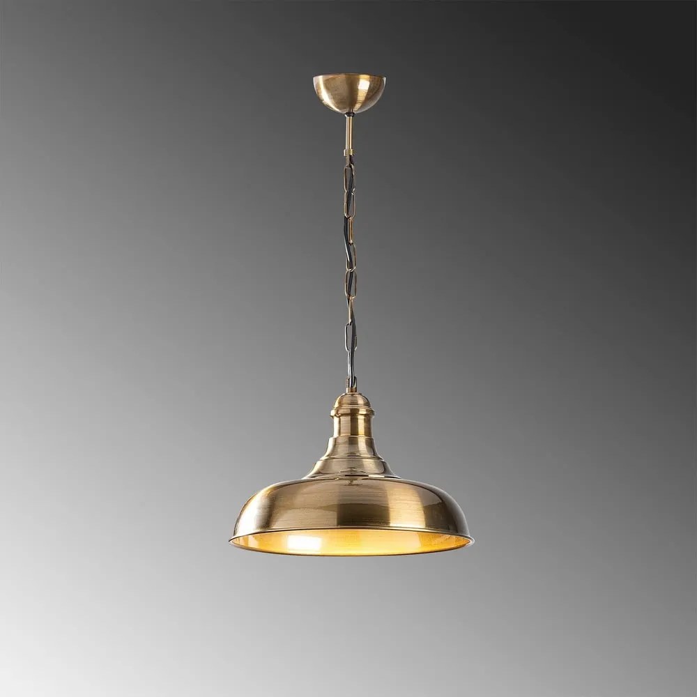 Lampadario dorato con paralume in metallo ø 32 cm Berceste – Opviq lights