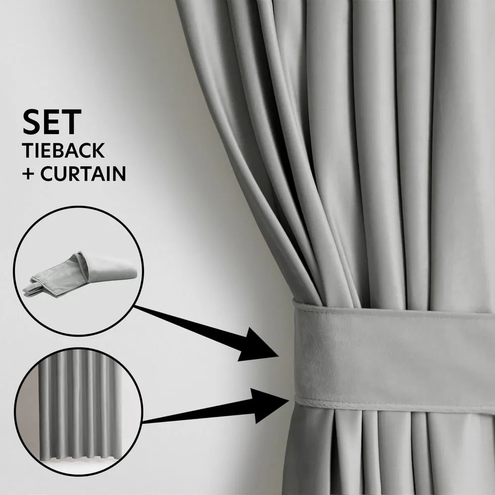 Tenda parzialmente oscurante grigia in velluto 140x245 cm Pleat – Restilo