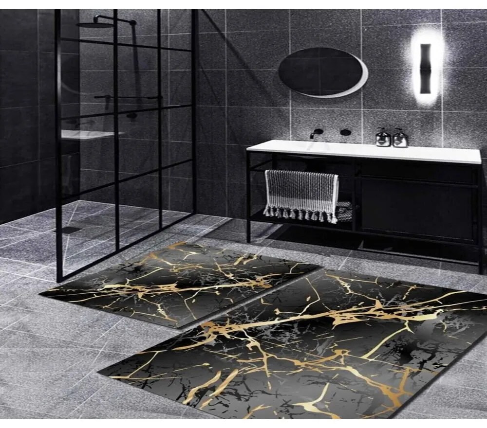 Set di 2 tappetini da bagno neri Mila Home Marble - Minimalist Home World