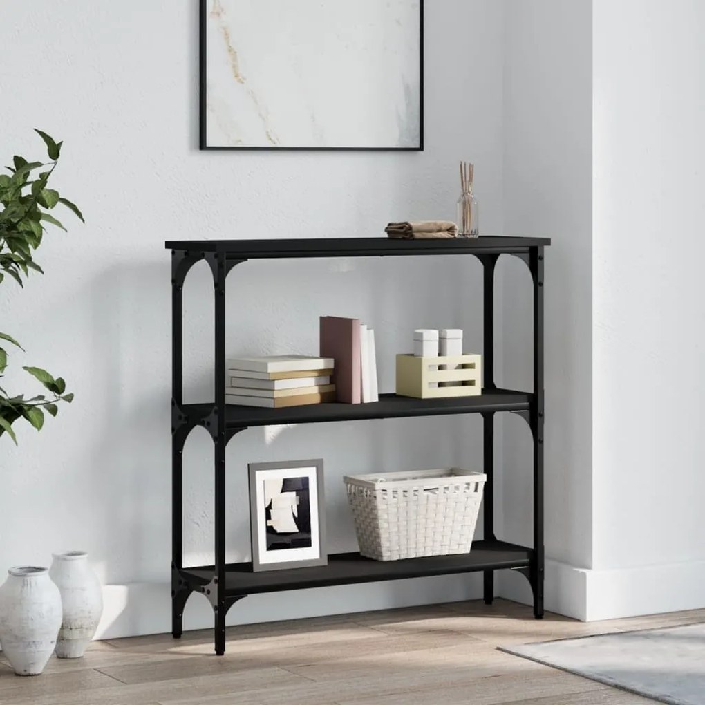 Tavolino Consolle Nero 75x22,5x75 Cm İn Legno Multistrato /