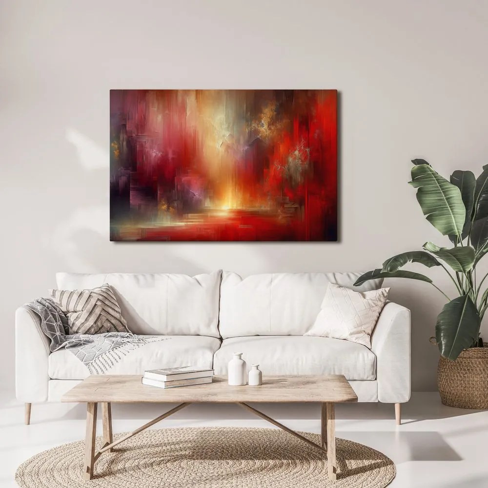 Quadro su tela – Luce rossa nella nebbia