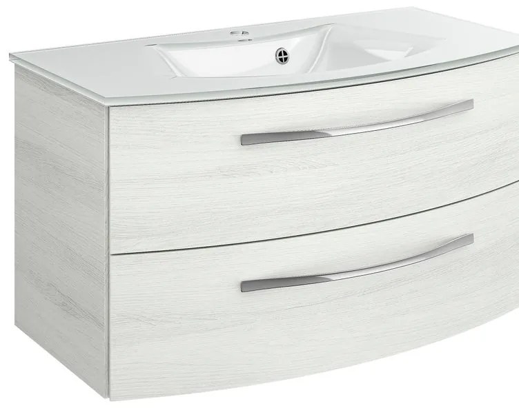 Mobile sottolavabo e lavabo Image rovere bianco L 90 x H 48 x P 48 cm 1 vasca 2 cassetti