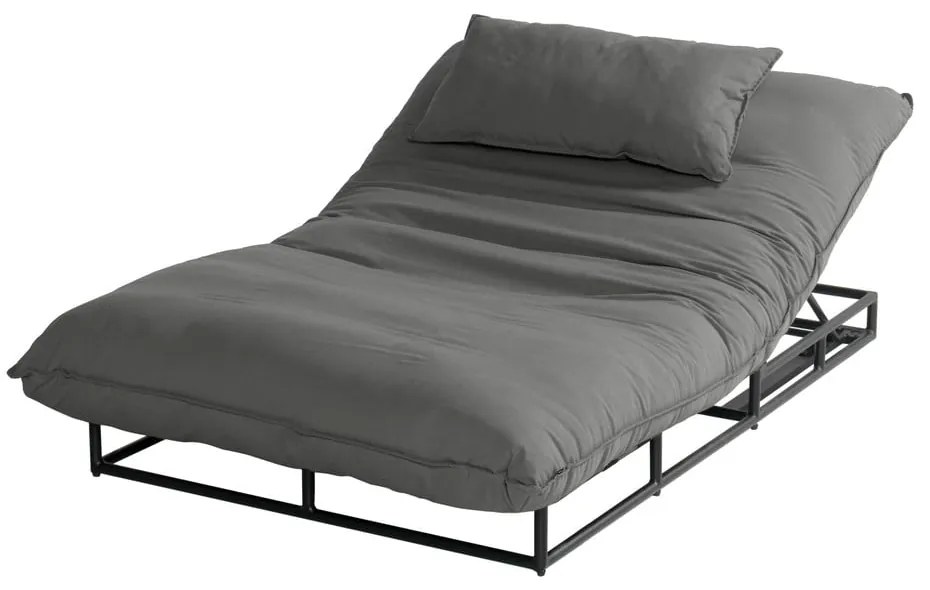 Sdraio da giardino grigio scuro in metallo/in imbottito Emma – Hartman