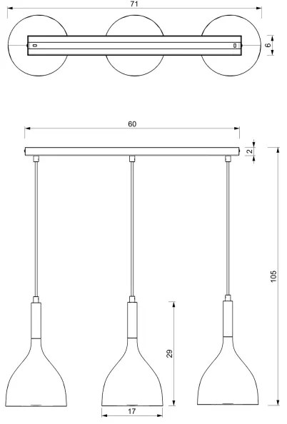 Lampadario a sospensione con filo NOAK 3xE27/60W/230V bianco/oro