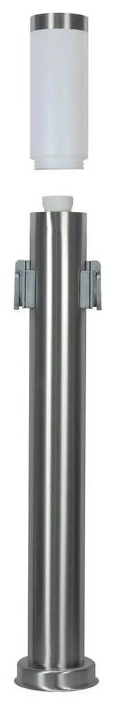 Paletto da giardino con Doppia Presa Corrente 80cm Acciaio Inox E27 Colore Inox