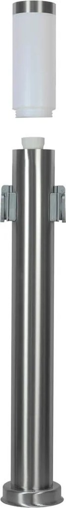 Paletto da giardino con Doppia Presa Corrente 80cm Acciaio Inox E27