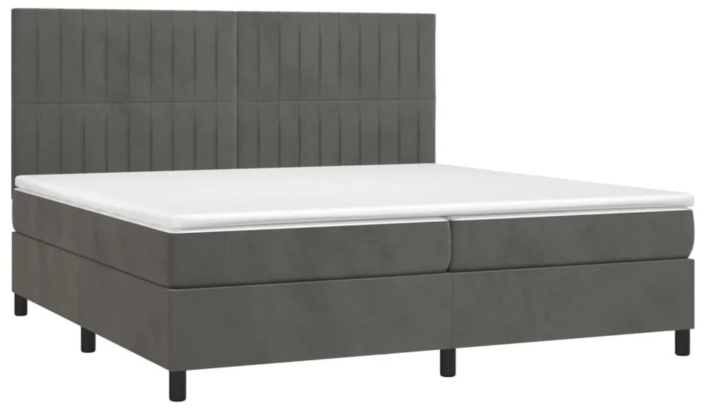 Letto a molle con materasso e led grigio scuro 200x200 cm