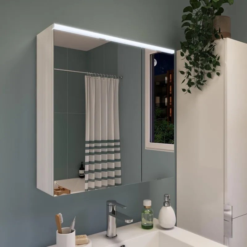 Specchio Contenitore Con Illuminazione Essential SENSEA bianco L 60 x H 60 x P 17 cm
