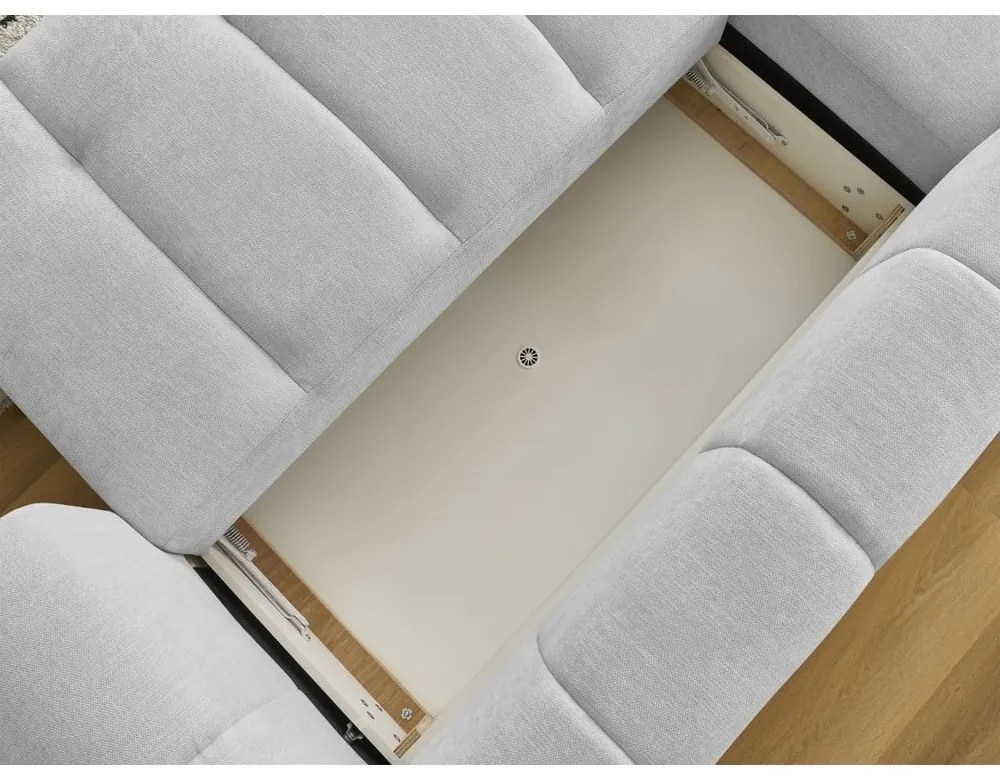 Divano angolare grigio chiaro allungabile e con contenitore (penisola a sinistra/chaise lounge) Fuji – Bobochic Paris