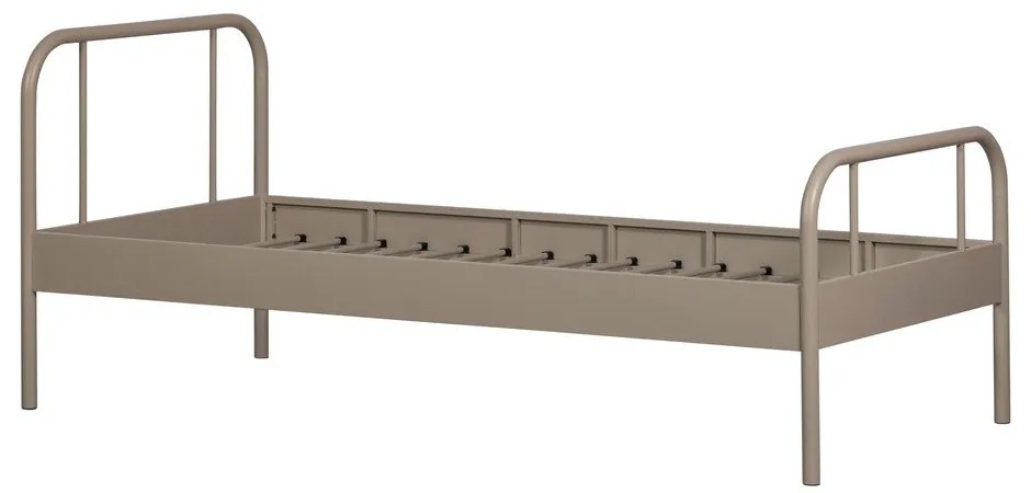 Letto singolo beige in metallo con rete inclusa 90x200 cm Mata – WOOOD