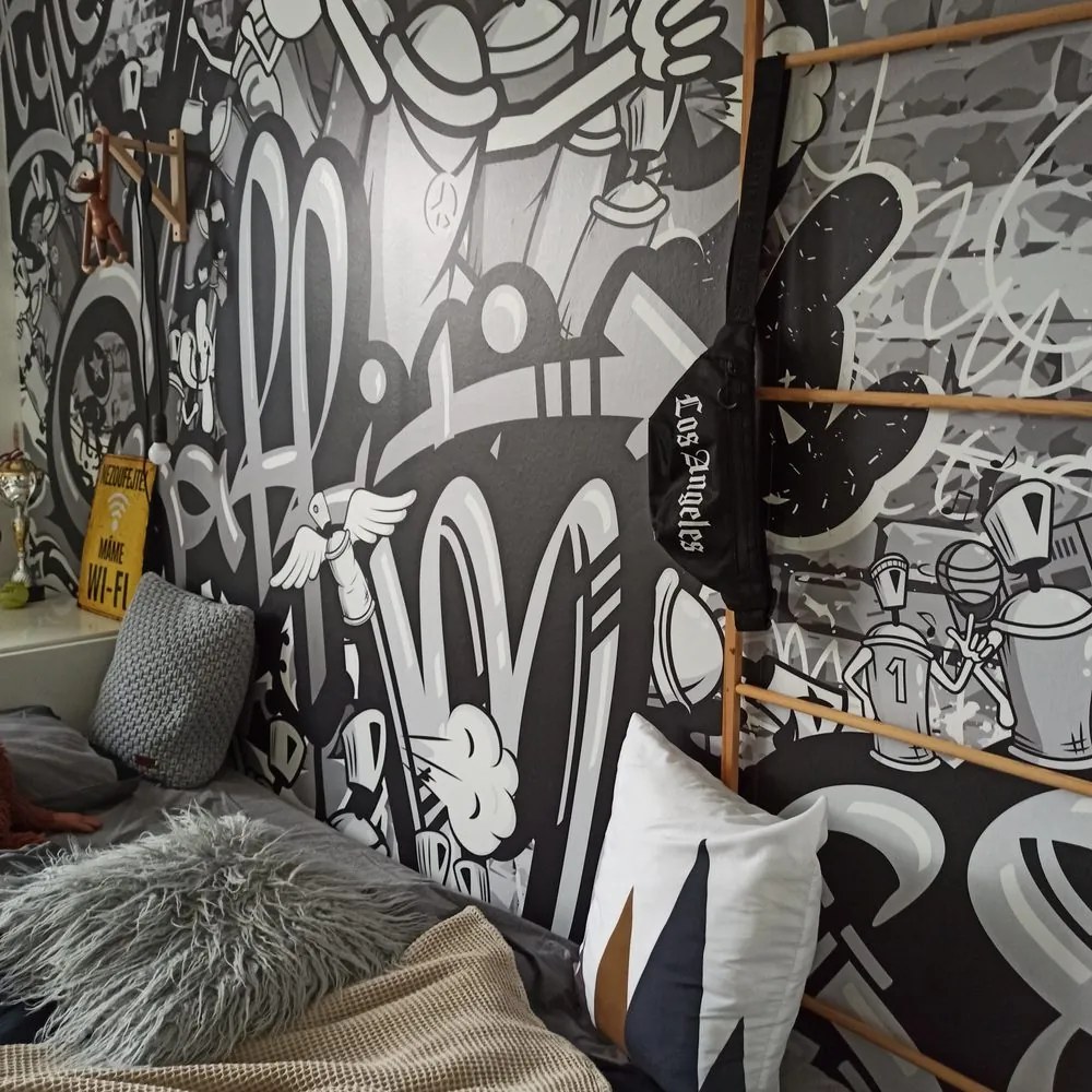 Carta da parati – Graffiti street art grigio