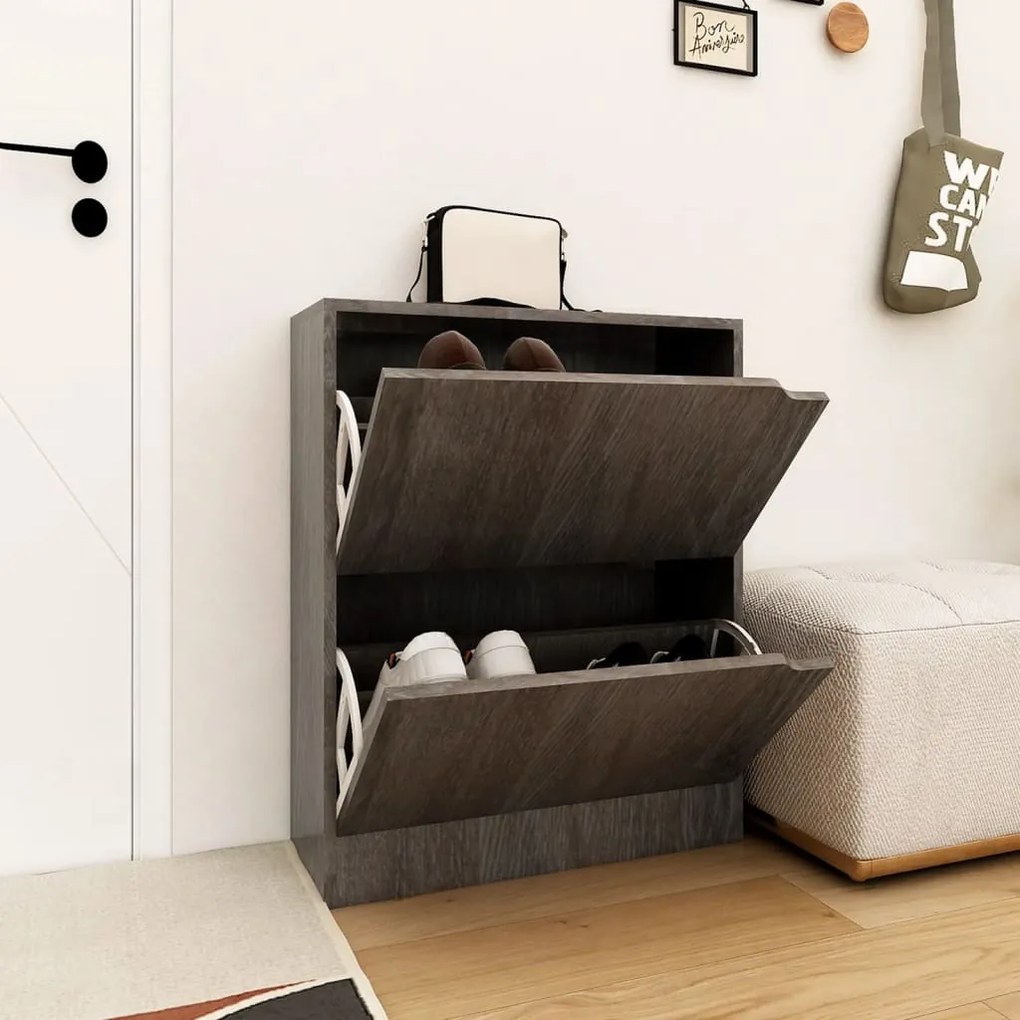 Scarpiera 2 Ante Grigio Rovere Sonoma 59x24x74cm Multistrato /