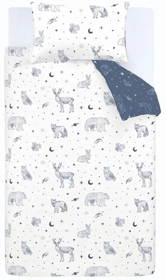 Biancheria da letto singola per bambini in flanella 135x200 cm Starlight Animals - Bianca