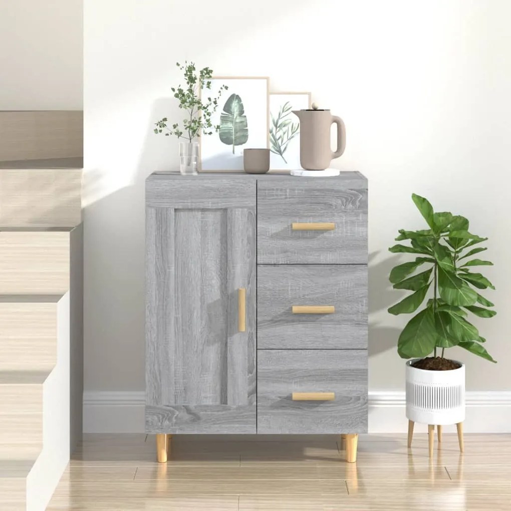 Credenza grigio sonoma 69,5x34x90 cm in legno multistrato