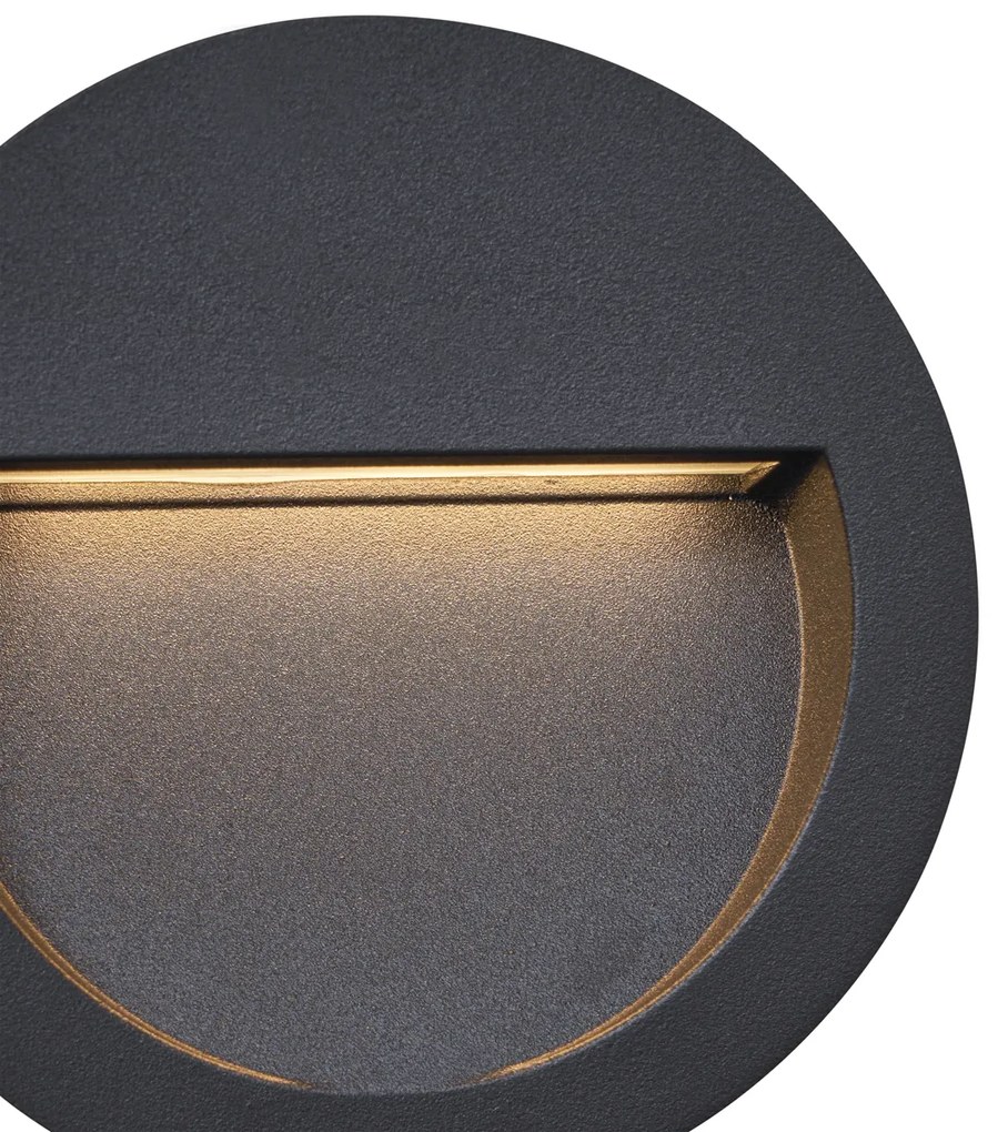 Lampada da parete moderna da incasso nera con LED IP65 - Gem