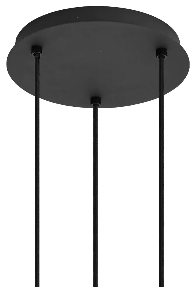 Lampadario Art Déco nero con vetro fumé rotondo 3 luci - VIDRO