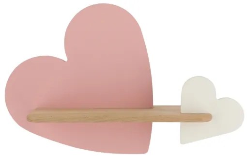 Applique LED per bambini con mensola HEART LED/5W/230V rosa/bianco/legno