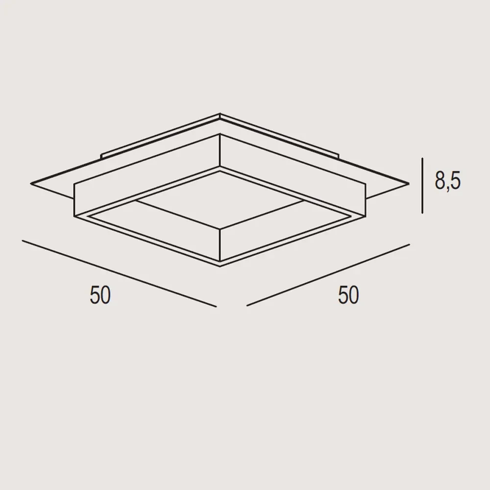 Plafoniera Contemporanea Square Metallo Grigio Perla Led 40W