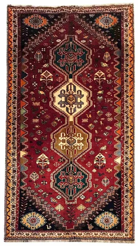 Gashghai Tappeto persiano 130x280 Rosso (Iran) Annodato A Mano