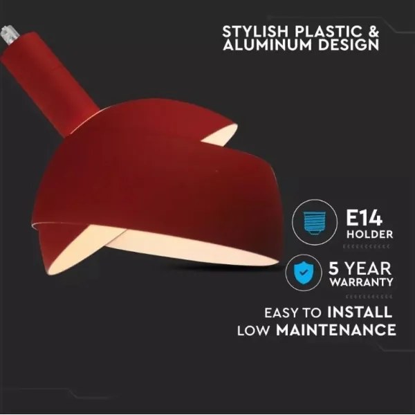 Lampadario su corda 1xE14/60W/230V rosso