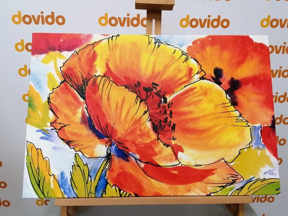 Quadro su tela – Bouquet di fiori di papavero