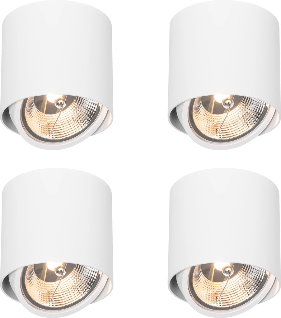 Set di 4 faretti da superficie di design bianchi GU10 111mm - Impact