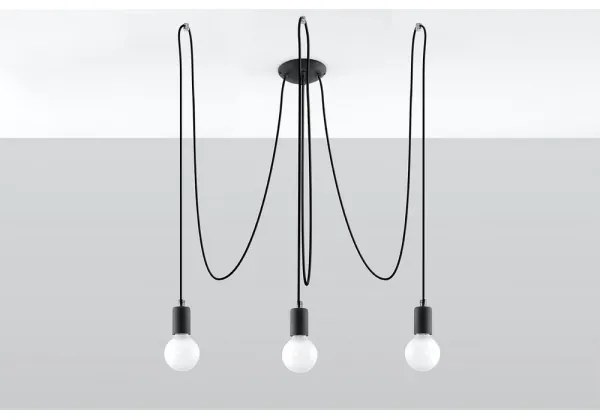 Sollux SL.0370 - Lampadario a sospensione con filo EDISON 3 3xE27/60W/230V ragno nero