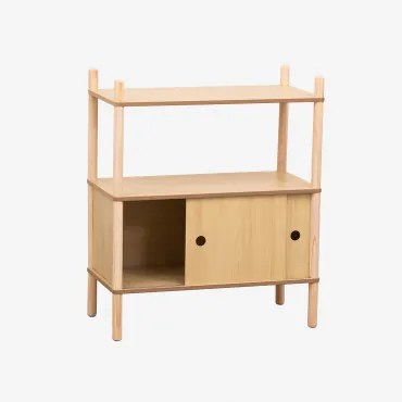 Mensola in legno con contenitore e ripiano Tulia Kids Legno Naturale - Sklum