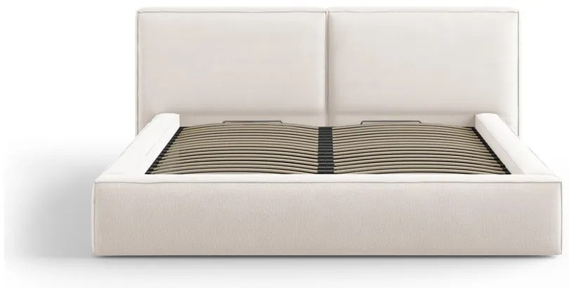 Letto matrimoniale imbottito beige con contenitore e rete inclusi 200x200 cm Arendal - Cosmopolitan Design