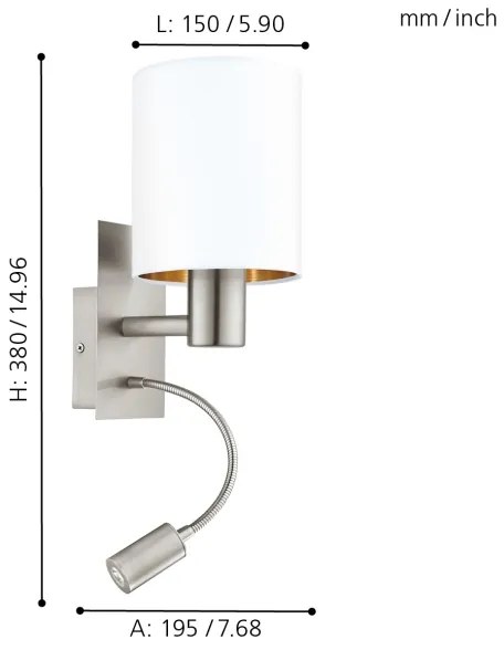 Eglo 96484 - Lampada LED flessibile PASTERI 1xE27/40W+LED/3,8W bianca