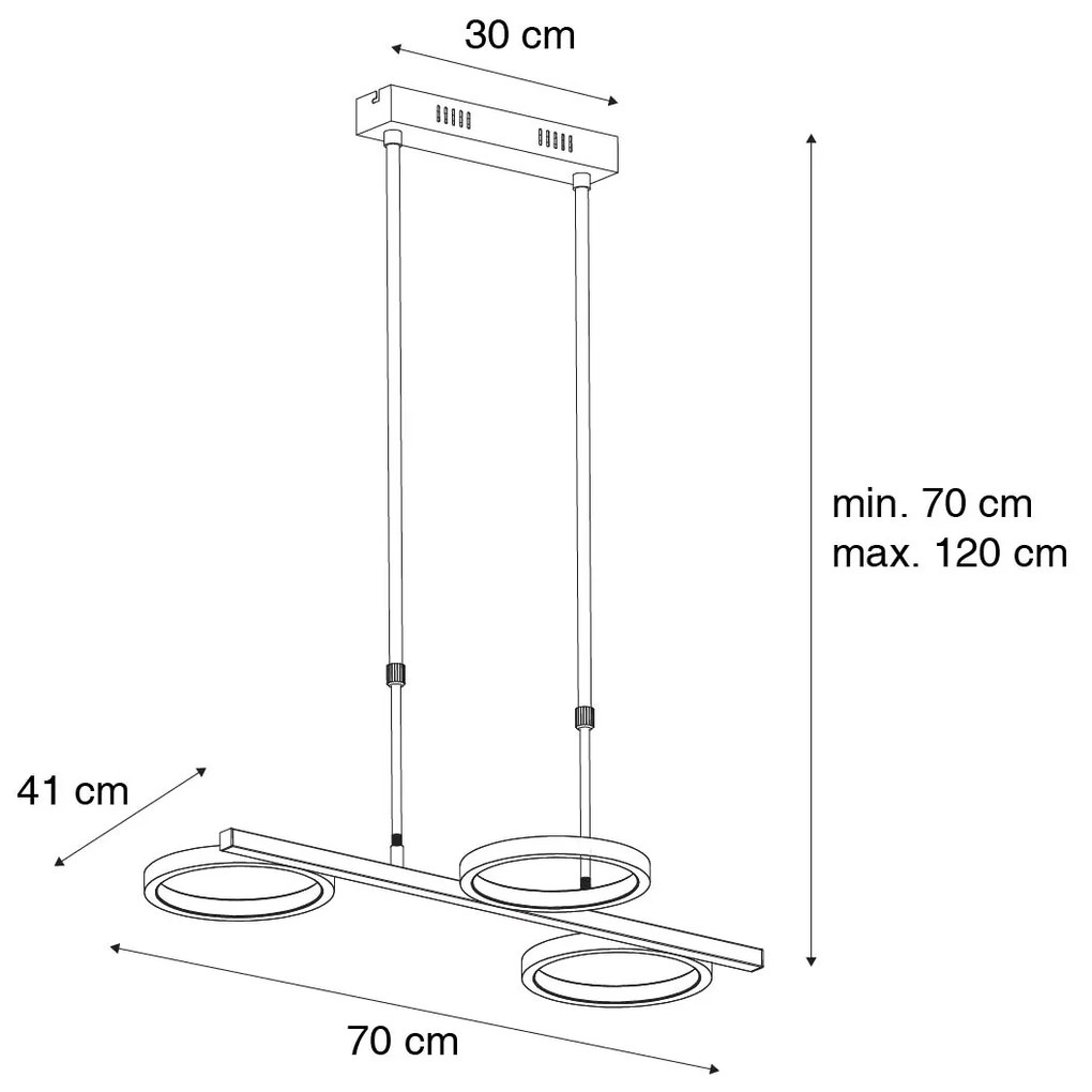 Lampada a sospensione moderna oro con LED a 3 livelli di dimmerazione 3 luci - Vivé