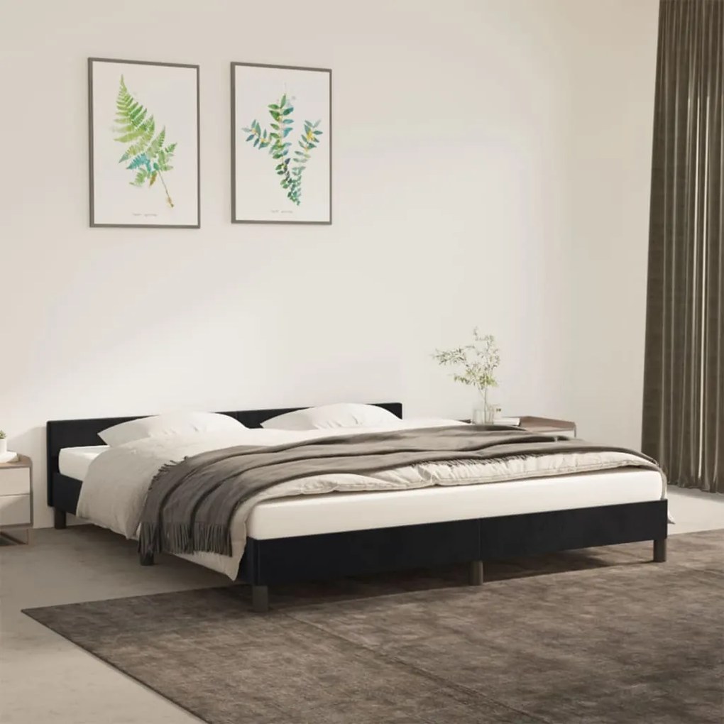 Giroletto Senza Materasso Nero 160x200 Cm İn Velluto /