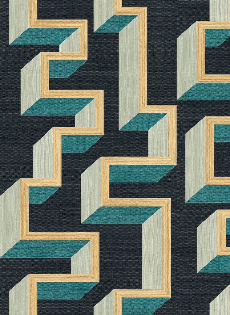 Arte International Carta da parati Detour - Gold Teal