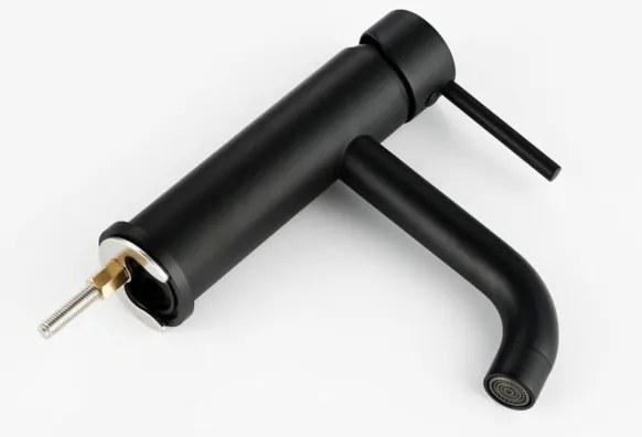 REA-B4102 - Miscelatore per lavabo LUNGO 16,5 cm nero