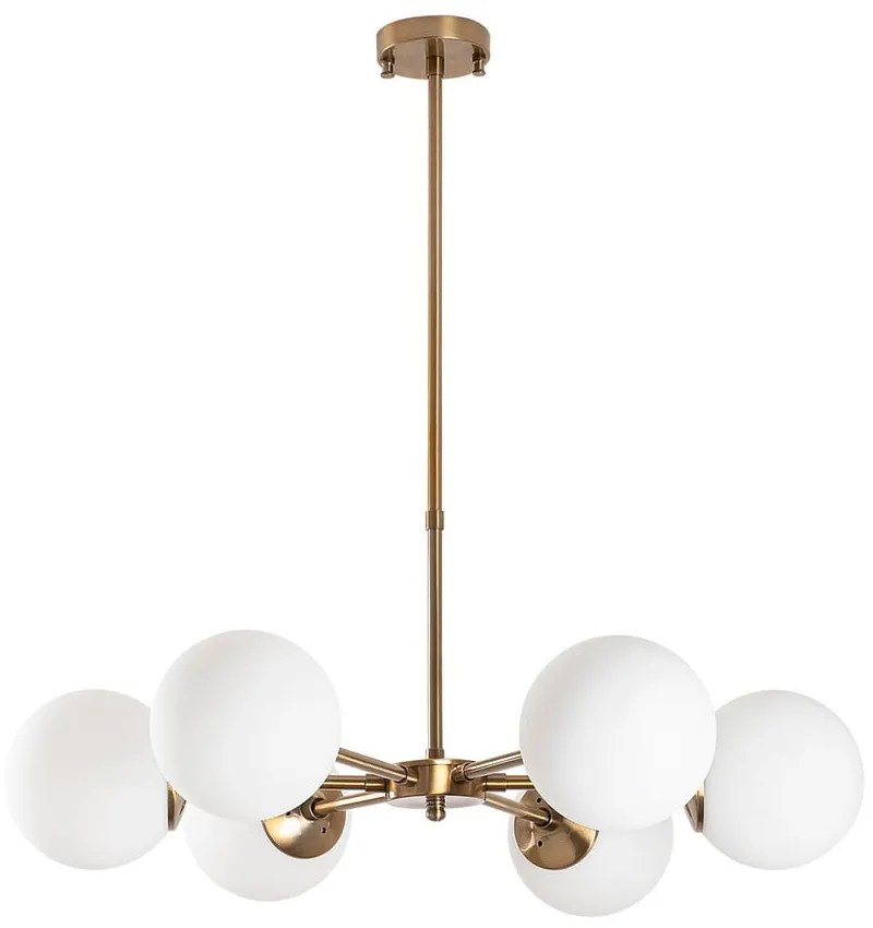 Lampadario bianco/color ottone con paralume in vetro ø 73 cm Akkas – Opviq lights