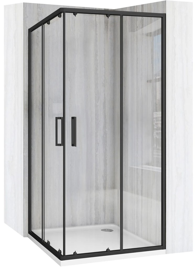 Rea City box doccia 80x80 cm quadrato nero opaca/vetro trasparente REA-K6448